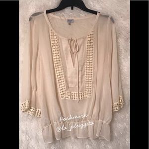 Sheer Beige Boho Blouse